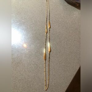 Jenny Bird Gold Long Layered Necklace with Teardrop Accents